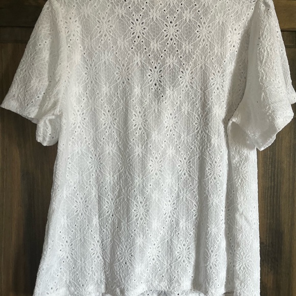 Michael Kors White Short Sleeve Tie Front Blouse - Picture 7 of 8